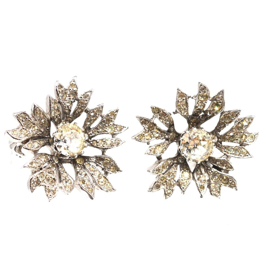 Christian Dior by Mitchel Maer 1950s Paste Flower Earrings