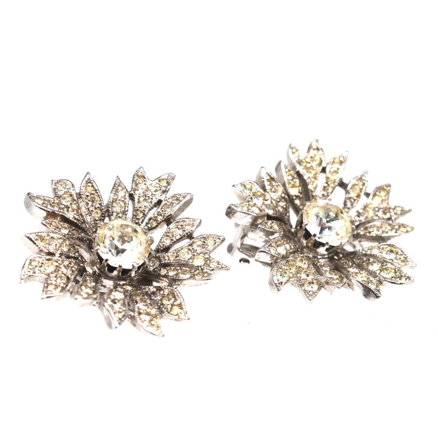 Christian Dior by Mitchel Maer 1950s Paste Flower Earrings