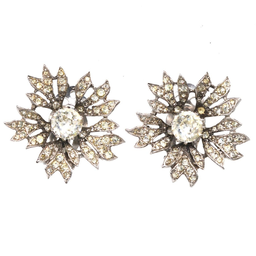 Christian Dior by Mitchel Maer 1950s Paste Flower Earrings