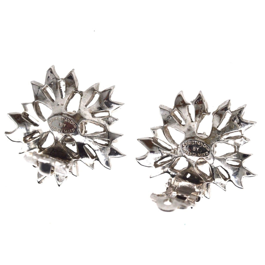 Christian Dior by Mitchel Maer 1950s Paste Flower Earrings
