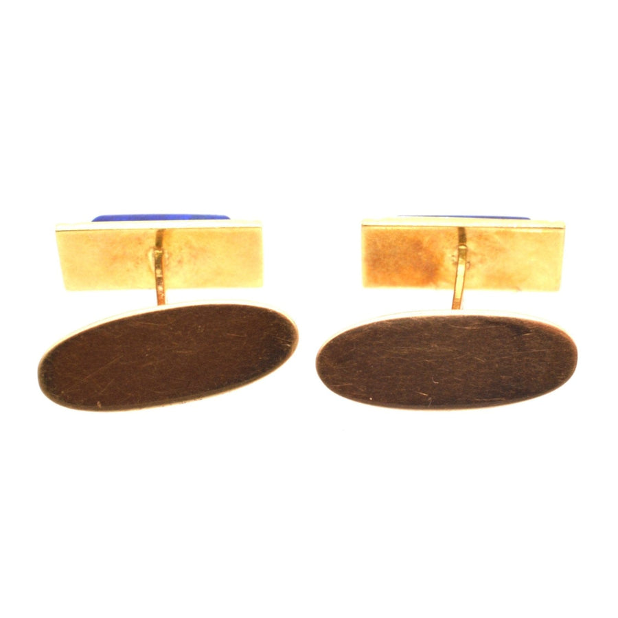 Danish vintage 14ct gold cufflinks with lapis lazuli by Aarre & Krogh, elegant design from 1949-1990.