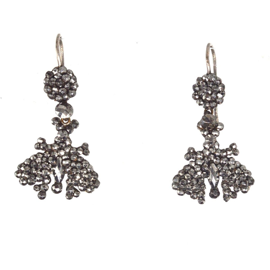 Early 19th Century Cut Steel Butterfly Earrings, sparkling like diamonds, perfect for elegant evening wear.