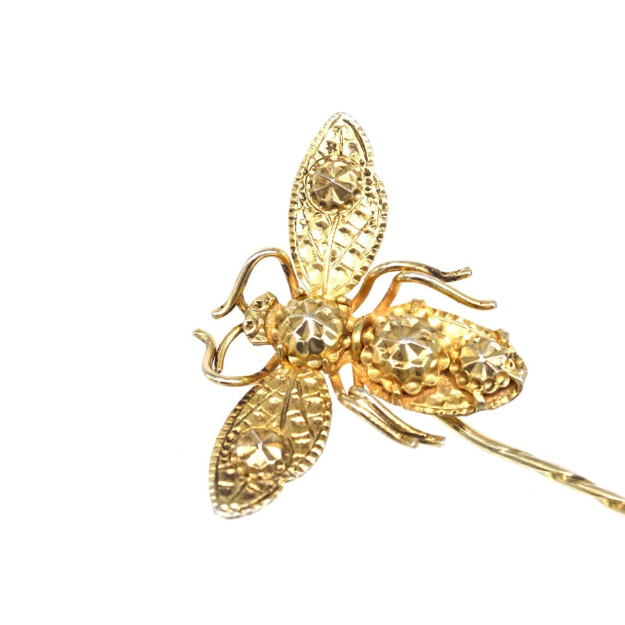 Early 19th Century Star Punch Silver Bee Tie Pin