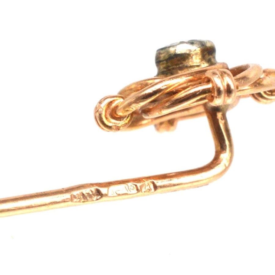 Early 20th Century Austro - Hungarian 14ct Gold and Diamond Knot Tie Pin