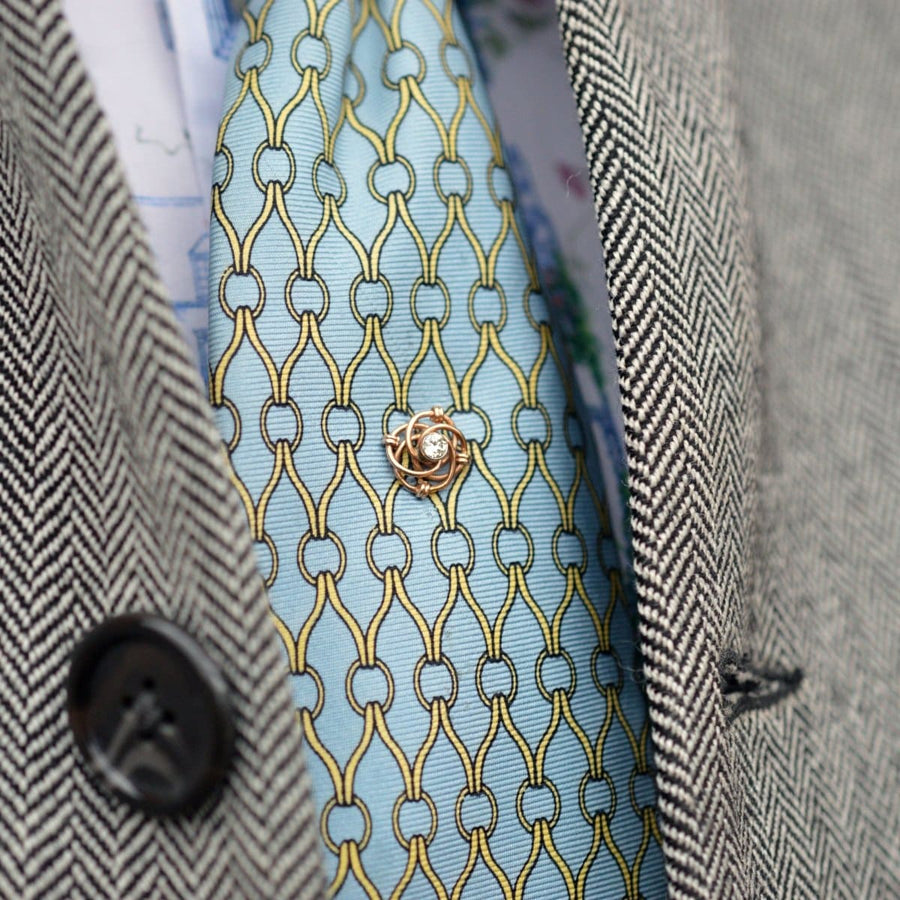 Early 20th Century Austro - Hungarian 14ct Gold and Diamond Knot Tie Pin