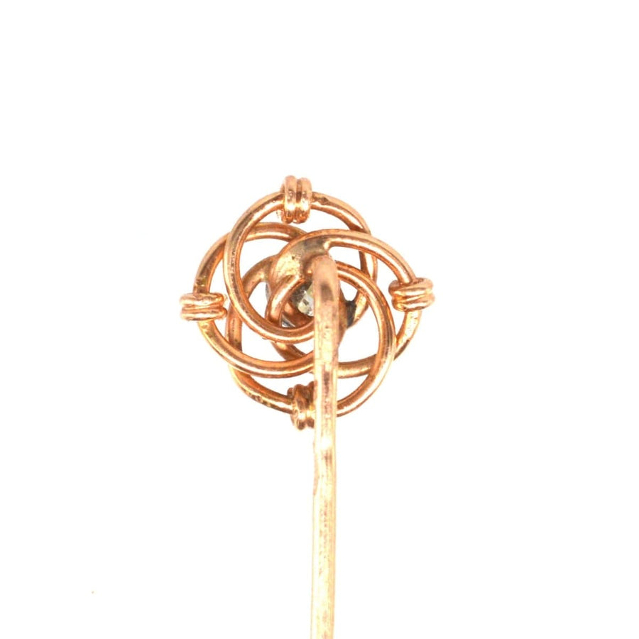 Early 20th Century Austro - Hungarian 14ct Gold and Diamond Knot Tie Pin