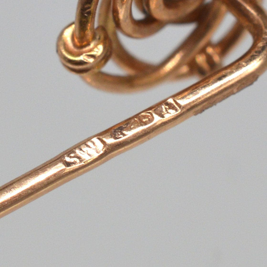 Early 20th Century Austro - Hungarian 14ct Gold and Diamond Knot Tie Pin