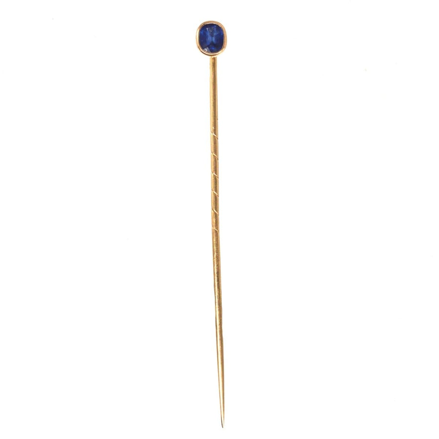 Early 20th Century Austro - Hungarian 14ct Gold Sapphire Tie Pin