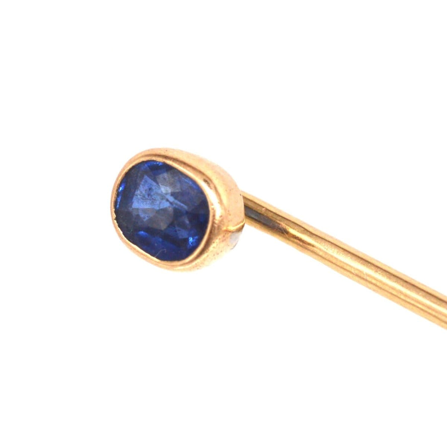 Early 20th Century Austro - Hungarian 14ct Gold Sapphire Tie Pin