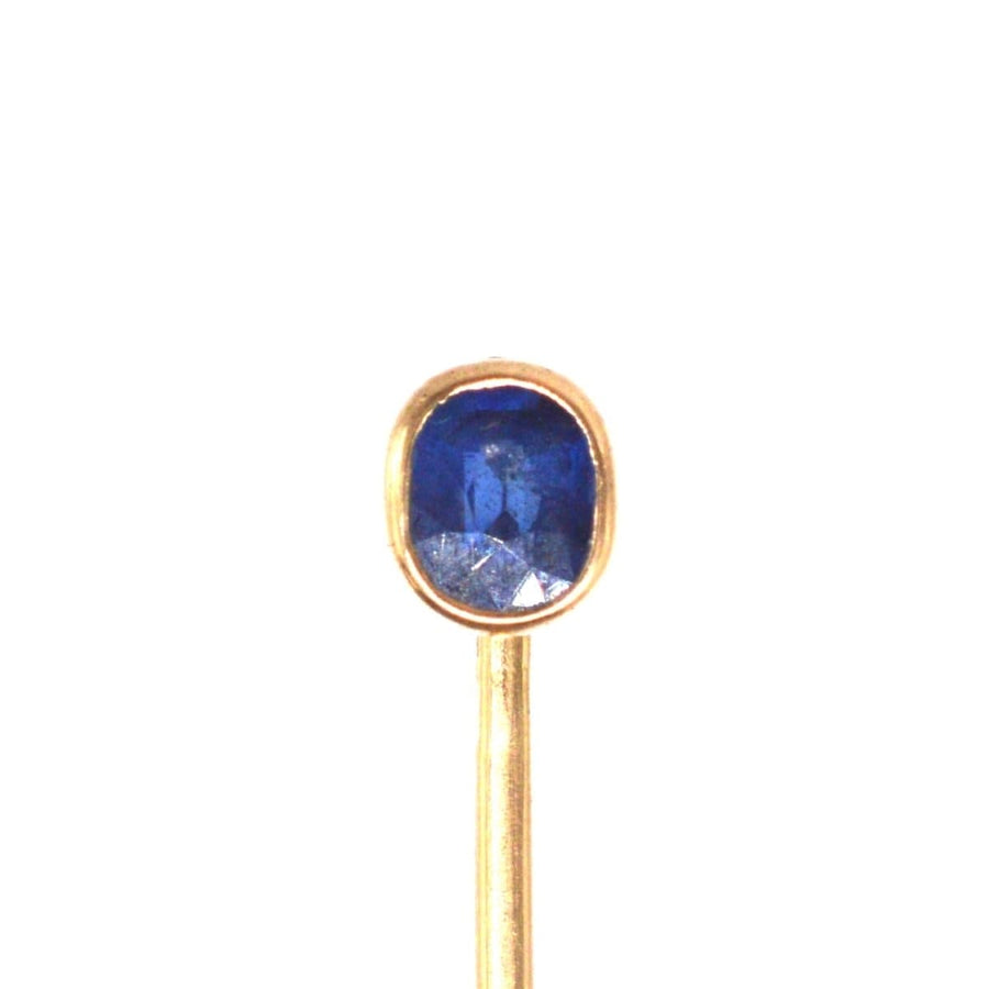 Early 20th Century Austro - Hungarian 14ct Gold Sapphire Tie Pin