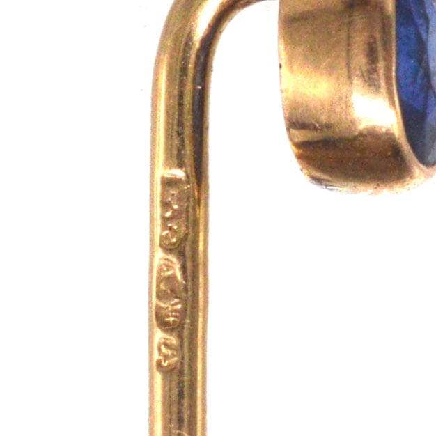 Early 20th Century Austro - Hungarian 14ct Gold Sapphire Tie Pin