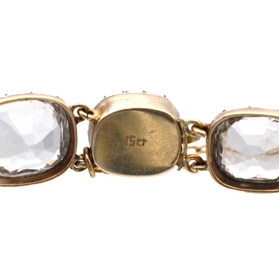 Early Victorian 15ct Gold Rock Crystal Collet Set Bracelet