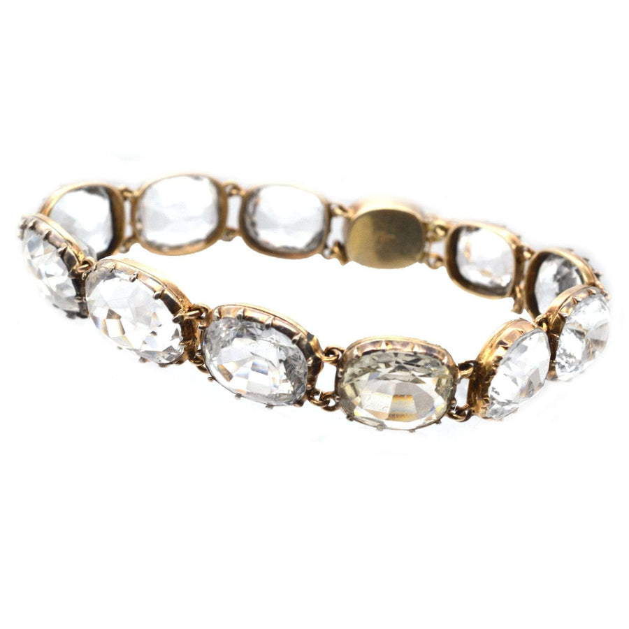 Early Victorian 15ct Gold Rock Crystal Collet Set Bracelet