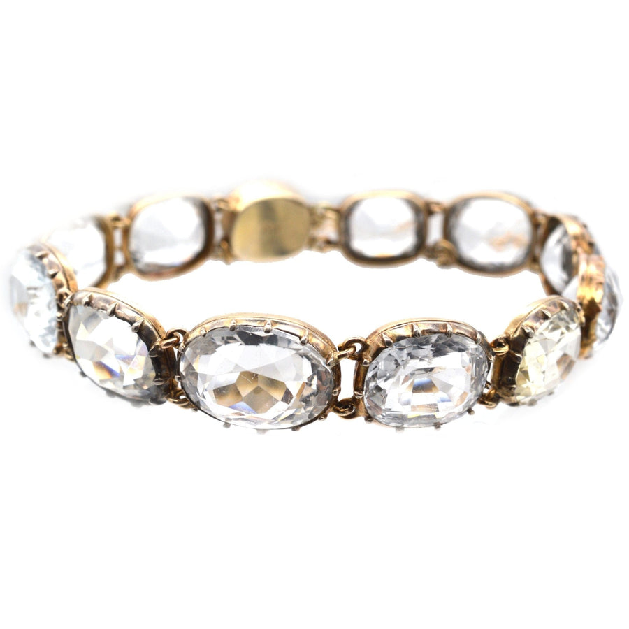 Early Victorian 15ct Gold Rock Crystal Collet Set Bracelet