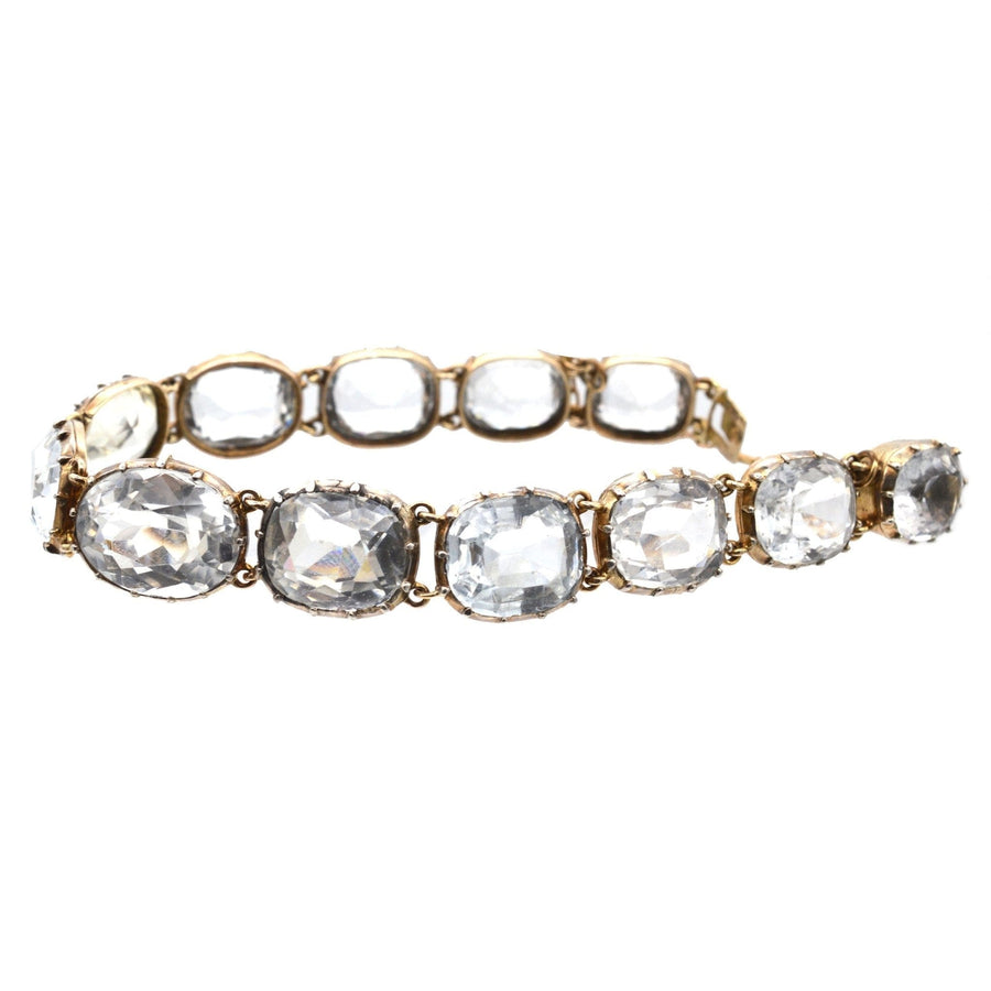 Early Victorian 15ct Gold Rock Crystal Collet Set Bracelet