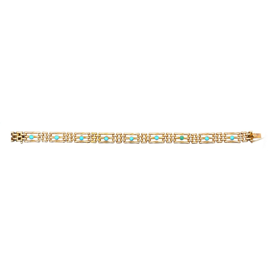 Edwardian 15ct Gold Gate Bracelet with Turquoise | Parkin and Gerrish (UK)