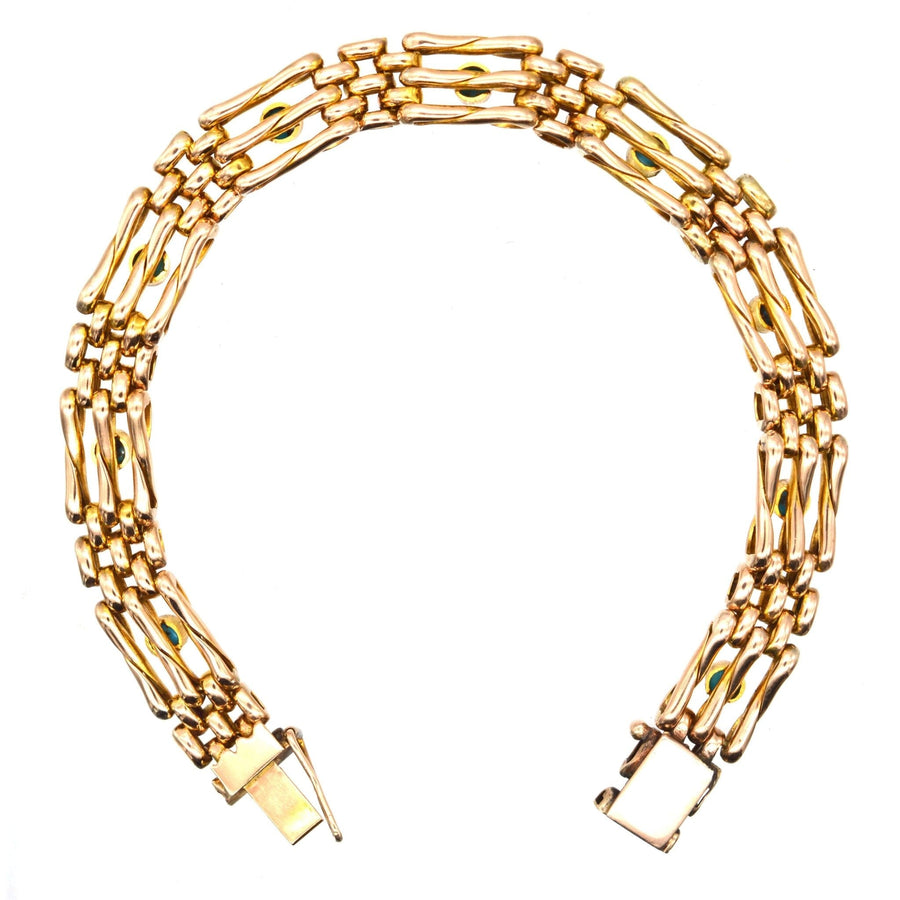 Edwardian 15ct Gold Gate Bracelet with Turquoise | Parkin and Gerrish (UK)