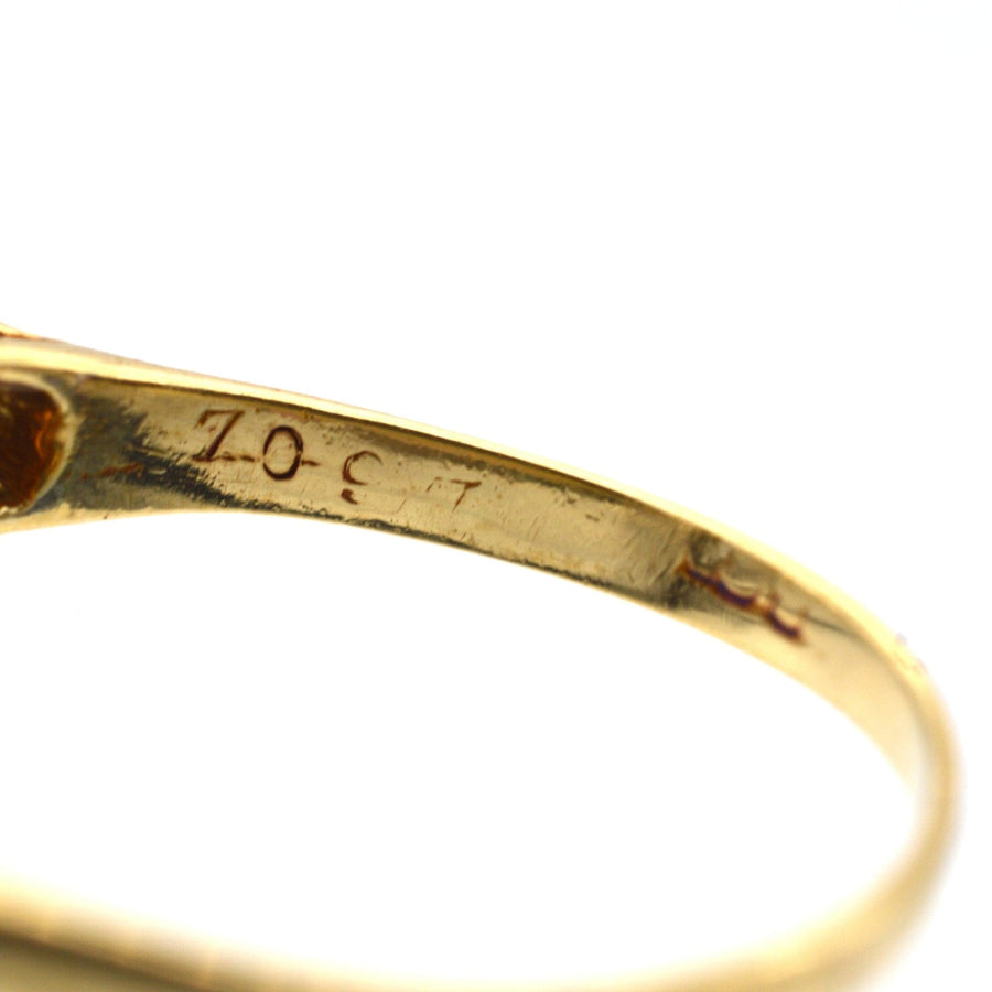 Edwardian 15ct Gold, Half Carved Half Hoop, Cornflower Sapphire and Diamond Five Stone Ring | Parkin and Gerrish | Antique & Vintage Jewellery