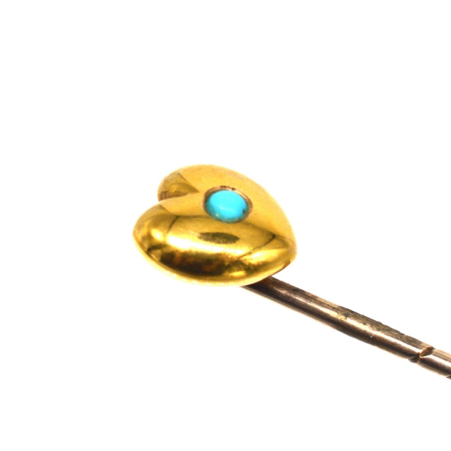 Edwardian 15ct Gold Heart Turquoise Tie Pin | Parkin and Gerrish | Antique & Vintage Jewellery
