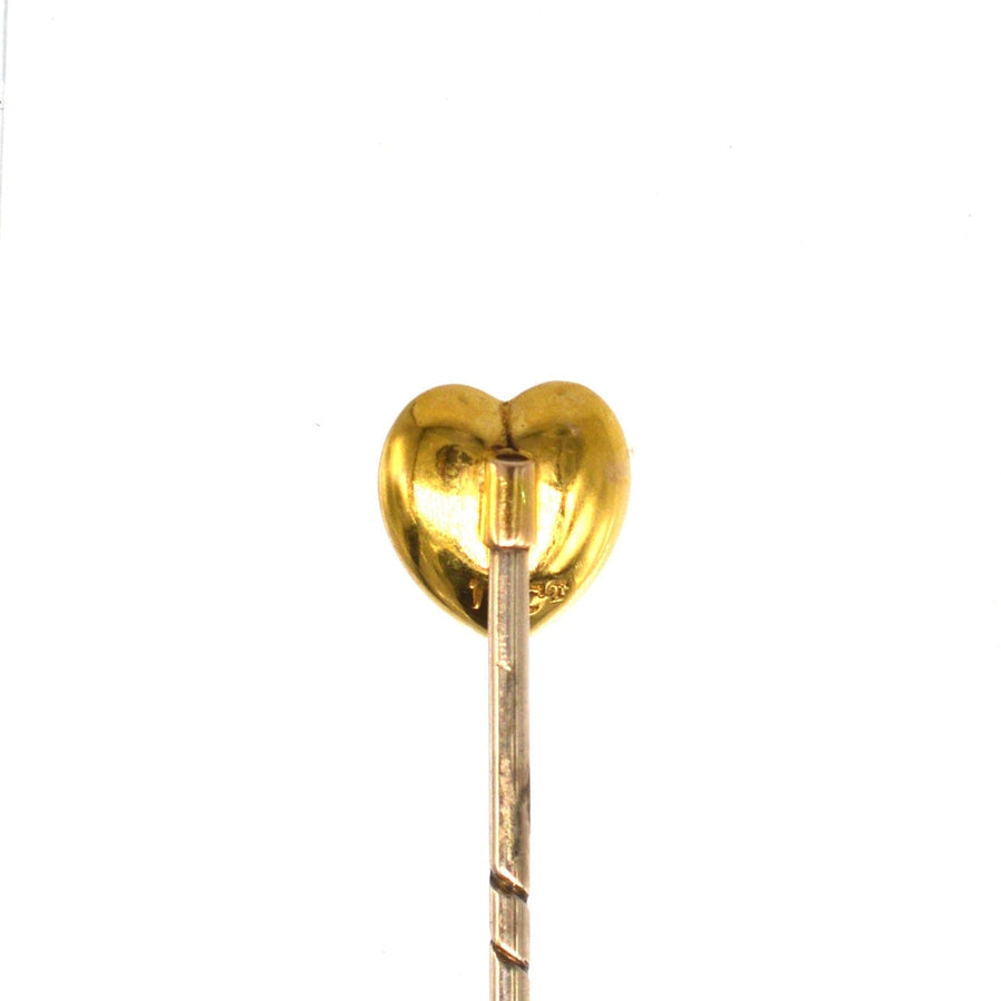 Edwardian 15ct Gold Heart Turquoise Tie Pin | Parkin and Gerrish | Antique & Vintage Jewellery