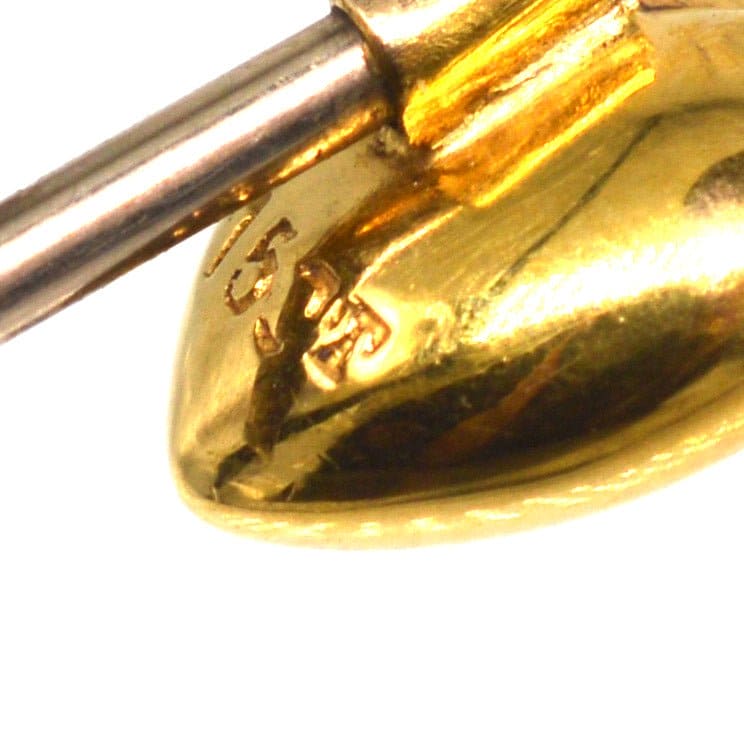 Edwardian 15ct Gold Heart Turquoise Tie Pin | Parkin and Gerrish | Antique & Vintage Jewellery