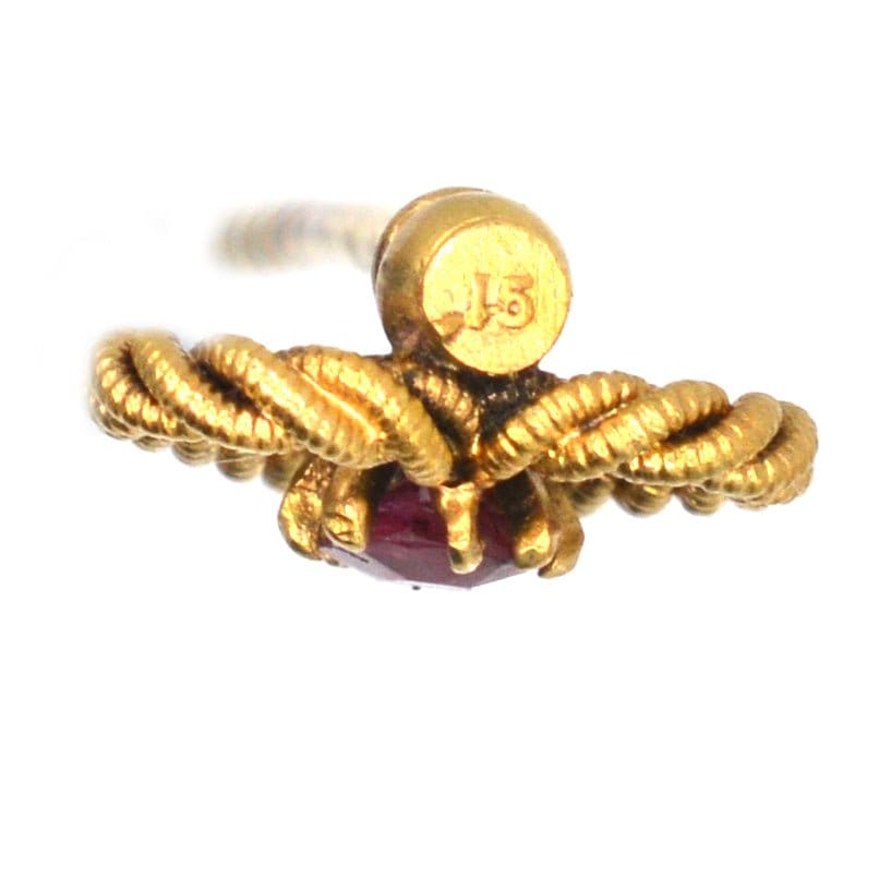 Edwardian 15ct Gold Knot Heart Tie Pin with a Ruby | Parkin and Gerrish (UK)