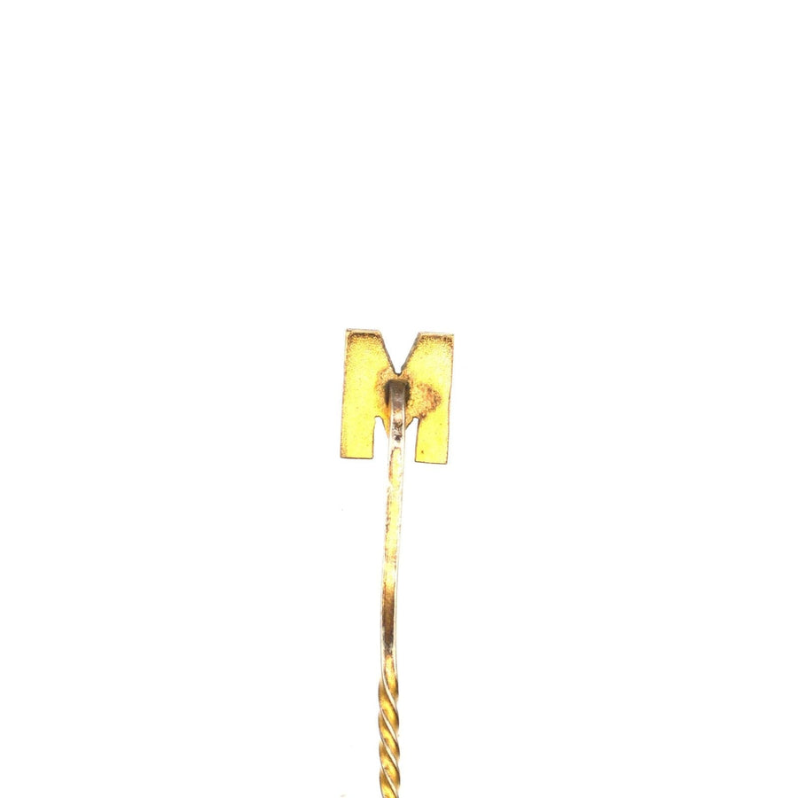Edwardian 15ct Gold, Seed Pearl Letter 'M' Tie Pin | Parkin and Gerrish (UK)
