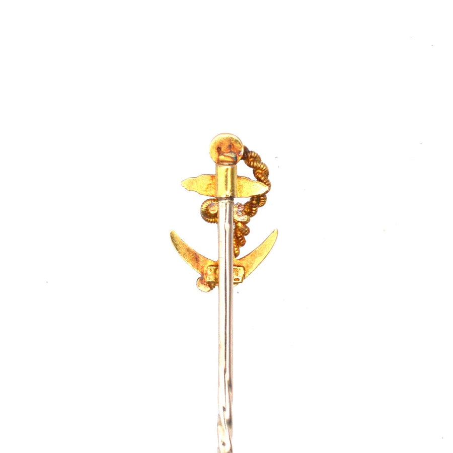 Edwardian 15ct Gold Ship Anchor and Rope Tie Pin | Parkin and Gerrish (UK)