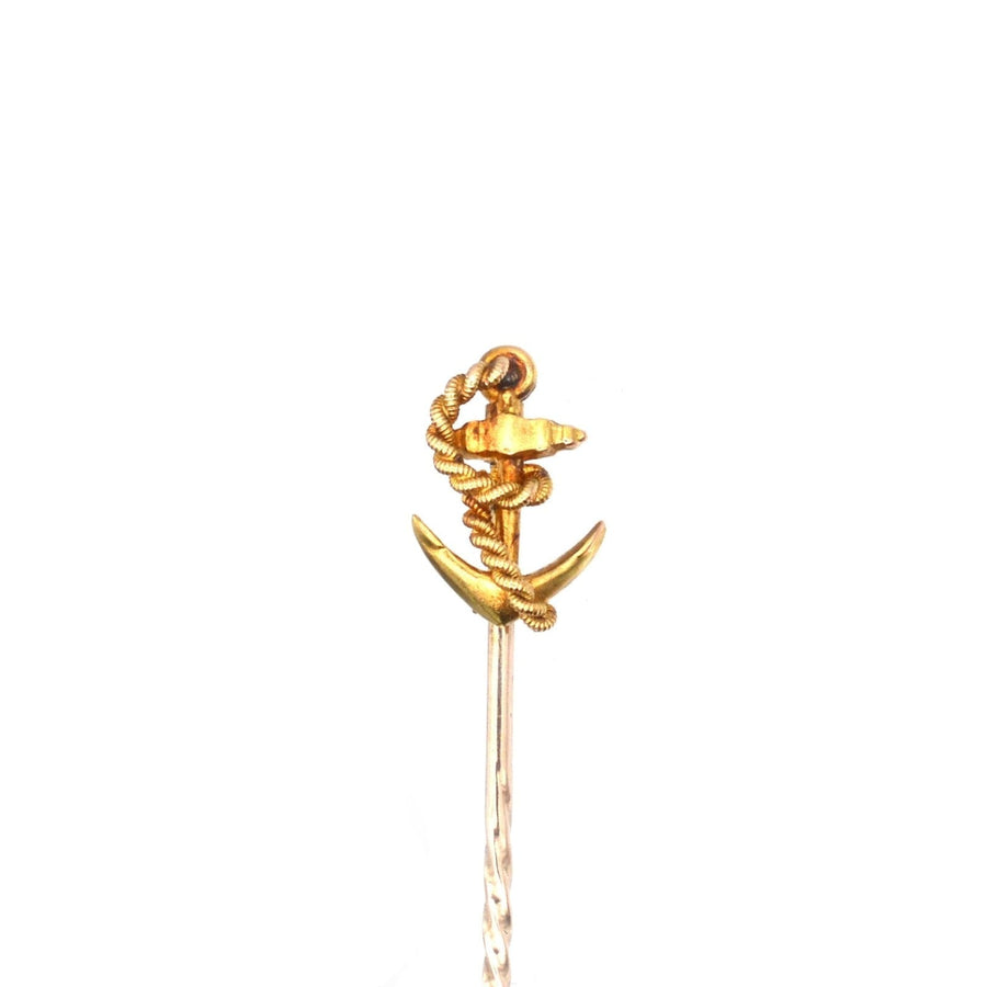 Edwardian 15ct Gold Ship Anchor and Rope Tie Pin | Parkin and Gerrish (UK)