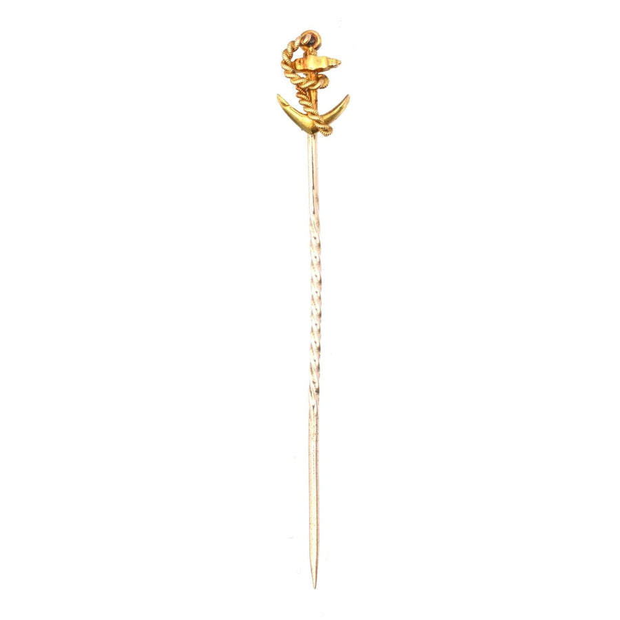 Edwardian 15ct Gold Ship Anchor and Rope Tie Pin | Parkin and Gerrish (UK)