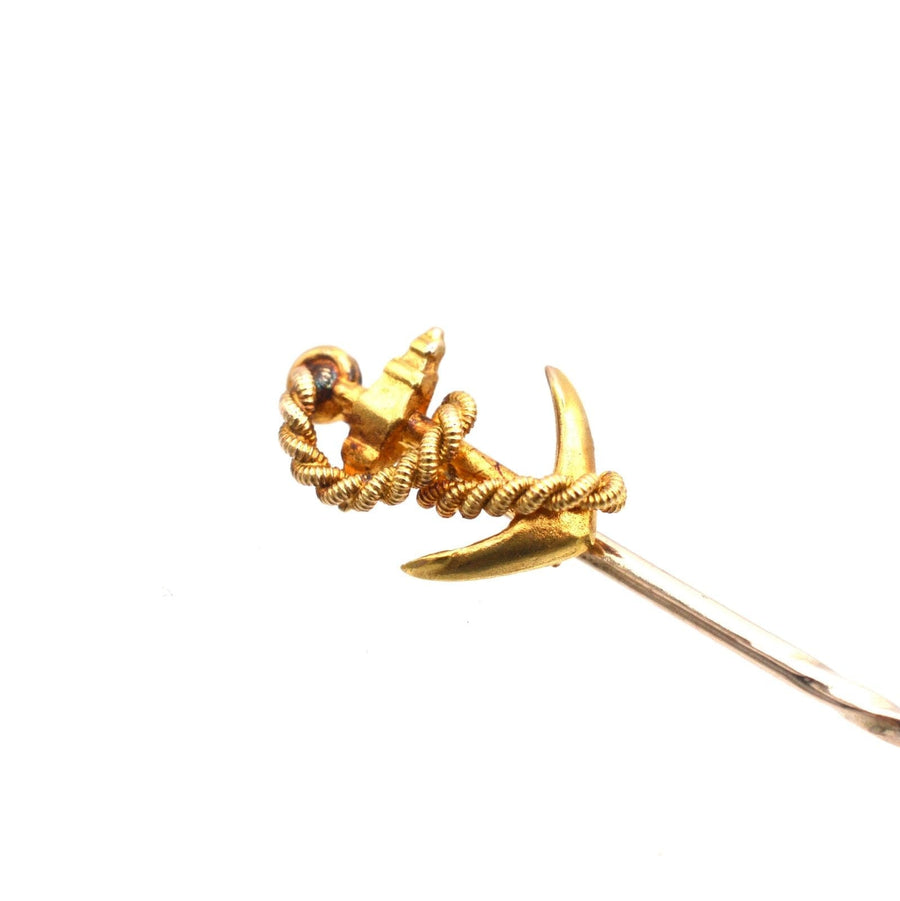 Edwardian 15ct Gold Ship Anchor and Rope Tie Pin | Parkin and Gerrish (UK)