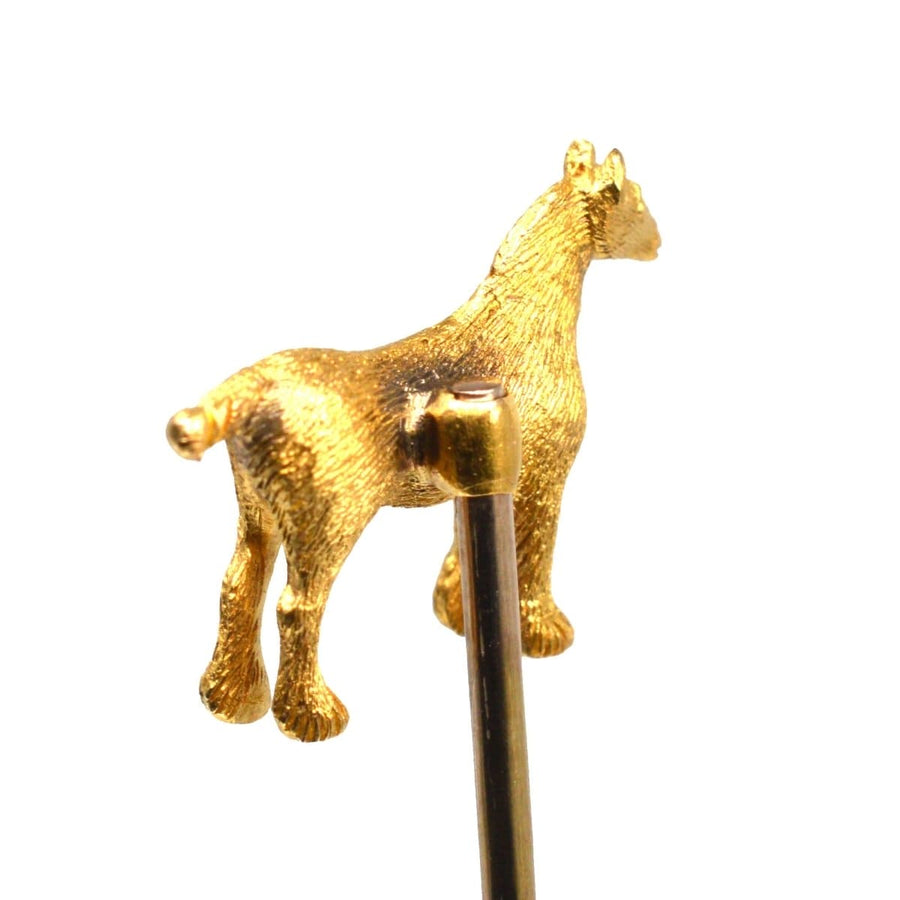 15ct gold model of a show shire horse tie pin, perfect for horse lovers and elegant outfits.