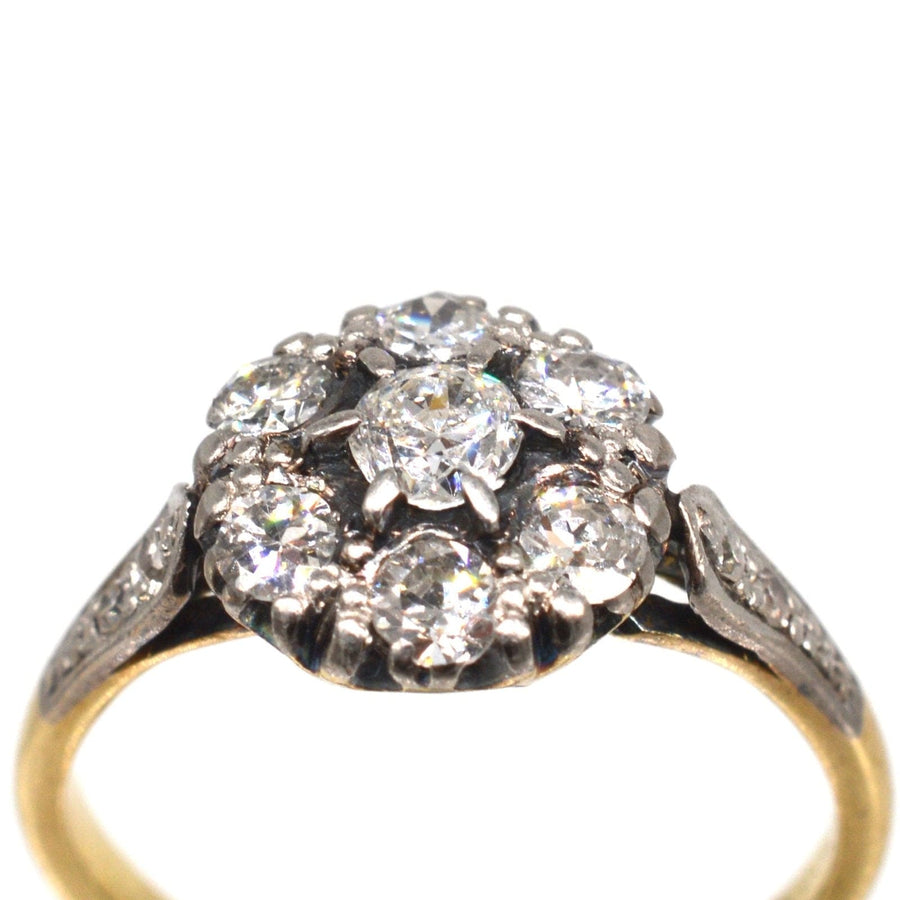 Edwardian 18ct Gold & Platinum Diamond Cluster Ring | Parkin and Gerrish | Antique & Vintage Jewellery
