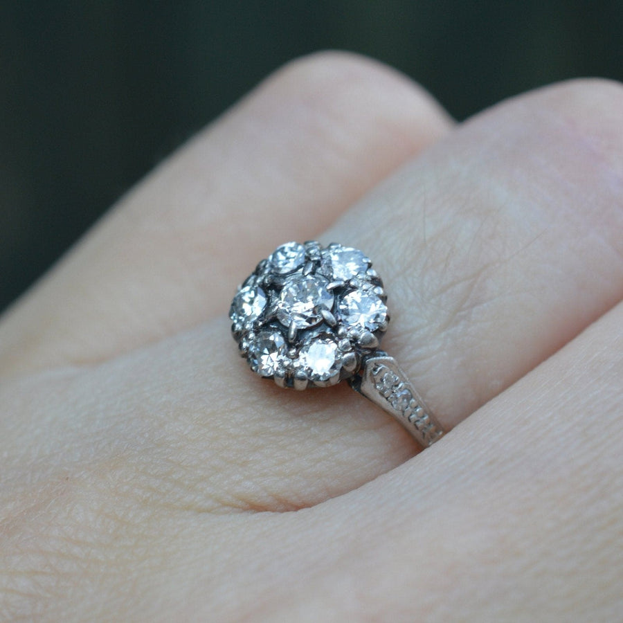 Edwardian 18ct Gold & Platinum Diamond Cluster Ring | Parkin and Gerrish | Antique & Vintage Jewellery