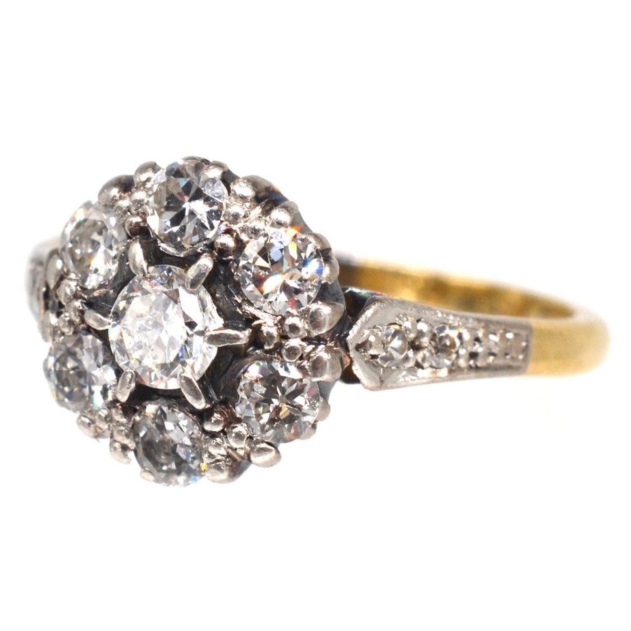 Edwardian 18ct Gold & Platinum Diamond Cluster Ring | Parkin and Gerrish | Antique & Vintage Jewellery