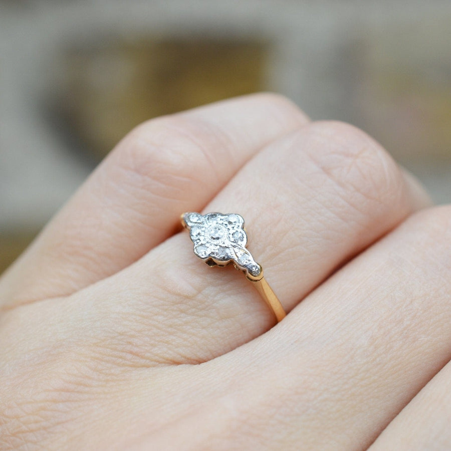 Edwardian 18ct Gold & Platinum, Diamond Cluster Ring | Parkin and Gerrish | Antique & Vintage Jewellery