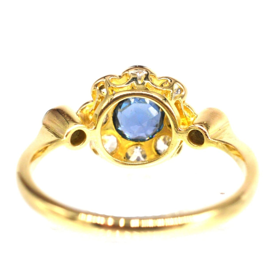 Edwardian 18ct Gold & Platinum, Sapphire & Diamond Cluster Ring | Parkin and Gerrish | Antique & Vintage Jewellery