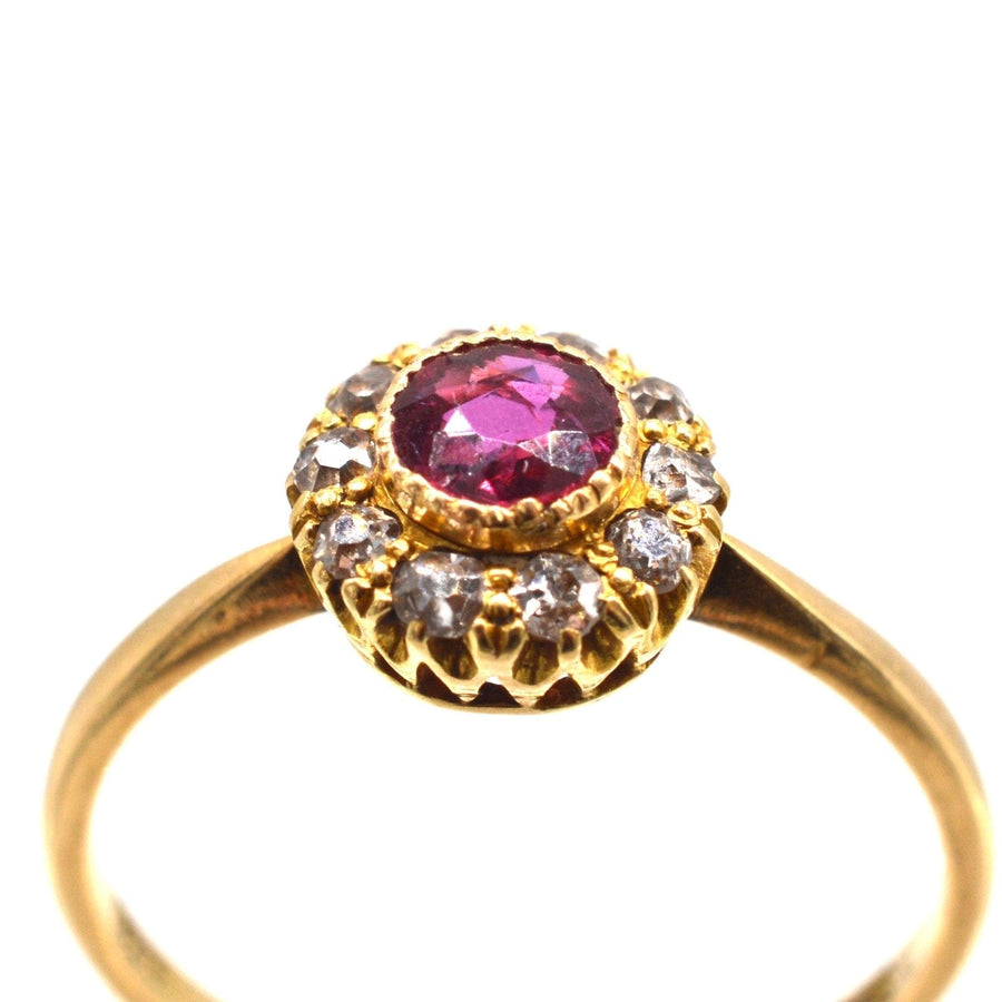 Edwardian 18ct Gold Ruby and Diamond Cluster Ring | Parkin and Gerrish (UK)