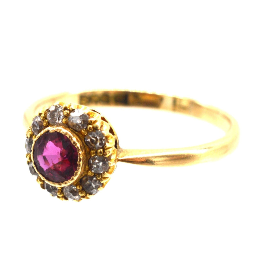 Edwardian 18ct Gold Ruby and Diamond Cluster Ring | Parkin and Gerrish (UK)