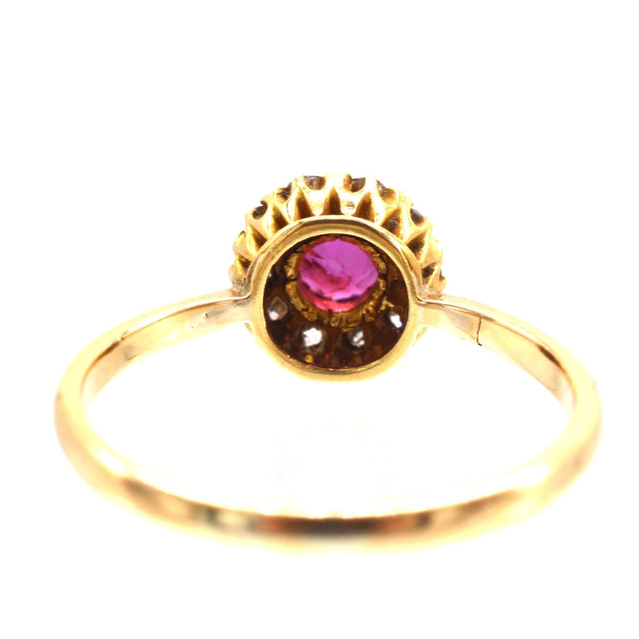 Edwardian 18ct Gold Ruby and Diamond Cluster Ring | Parkin and Gerrish (UK)