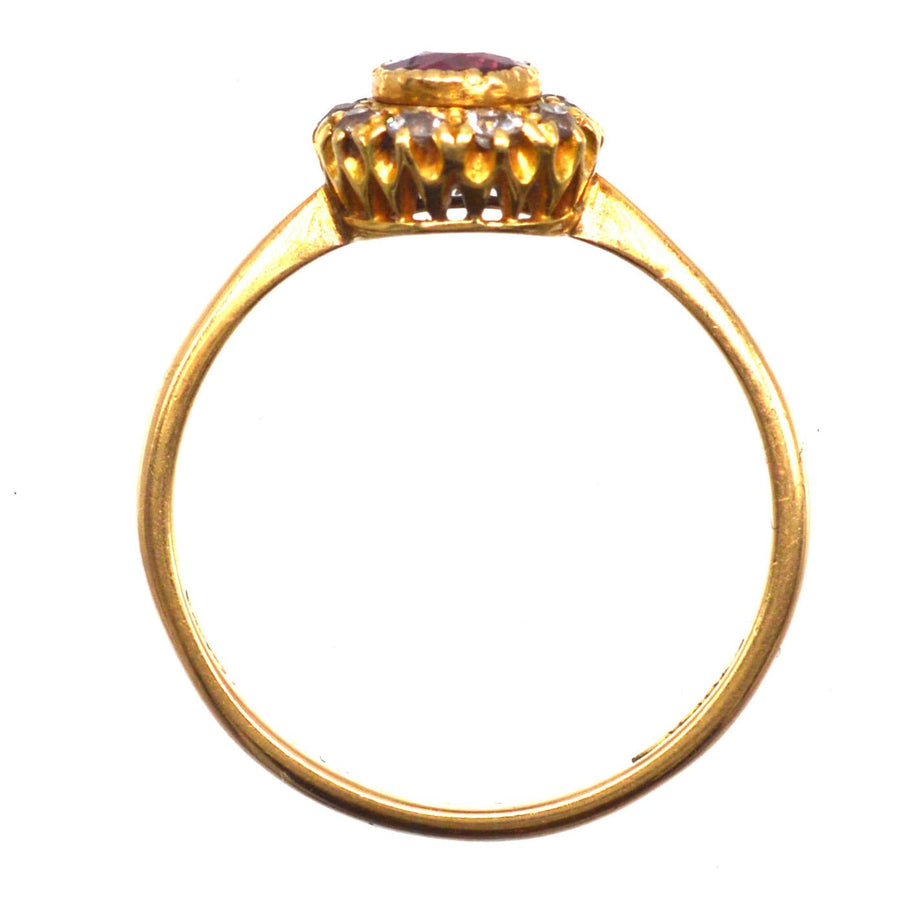 Edwardian 18ct Gold Ruby and Diamond Cluster Ring | Parkin and Gerrish (UK)