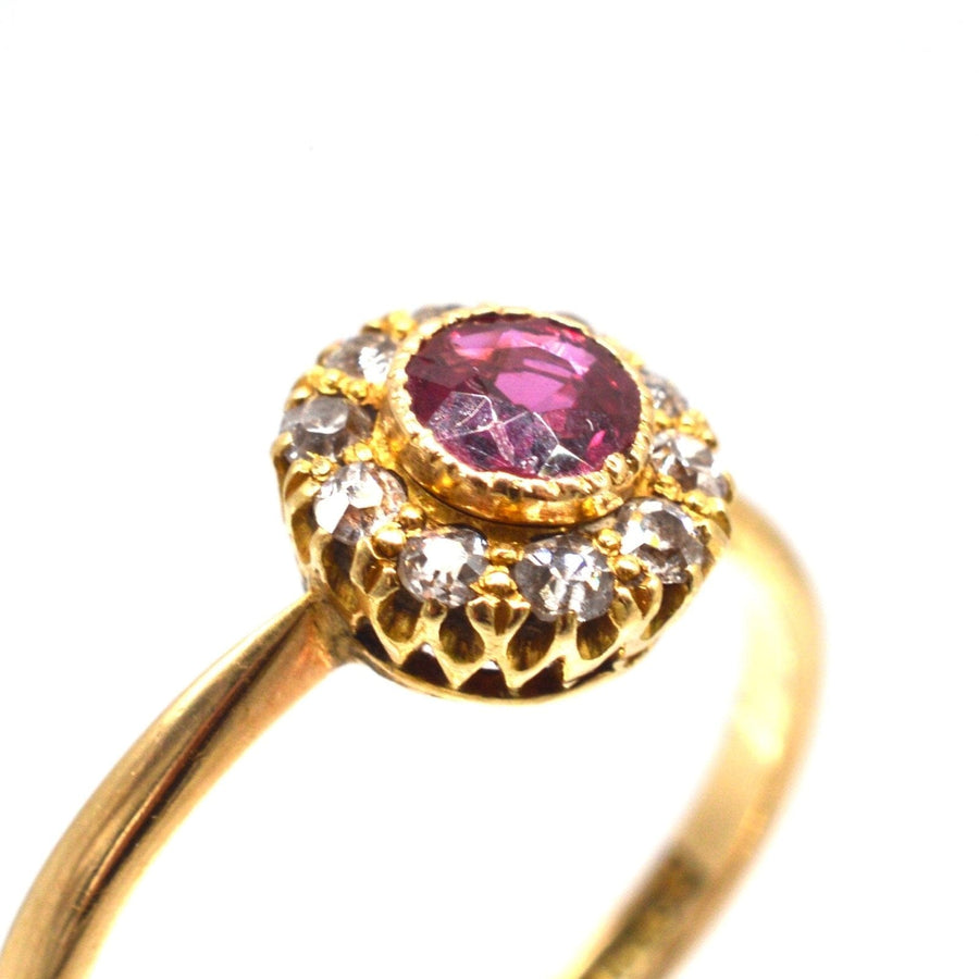 Edwardian 18ct Gold Ruby and Diamond Cluster Ring | Parkin and Gerrish (UK)