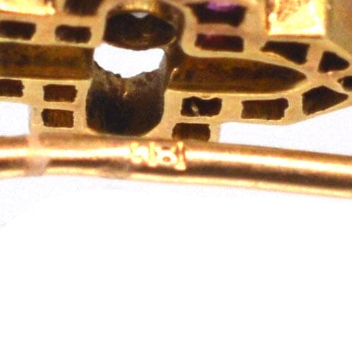 Edwardian 18ct Gold Ruby and Diamond Tie Pin | Parkin and Gerrish (UK)