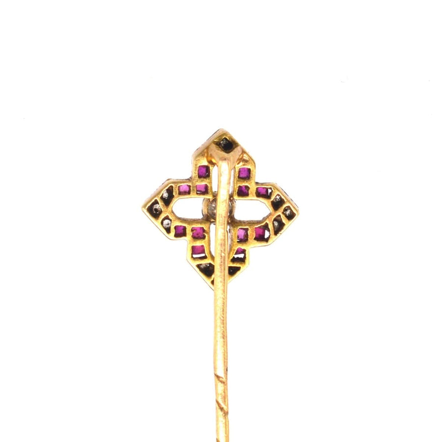 Edwardian 18ct Gold Ruby and Diamond Tie Pin | Parkin and Gerrish (UK)