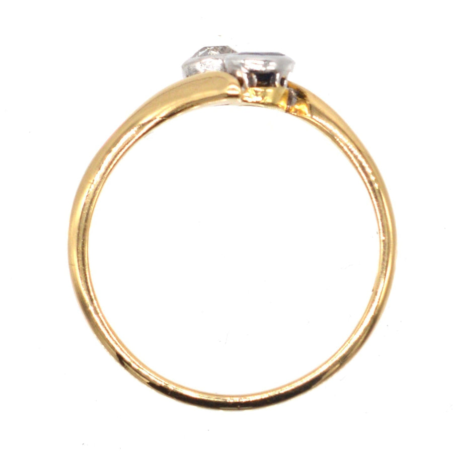Edwardian 18ct Gold, Sapphire and Diamond Crossover Ring | Parkin and Gerrish (UK)