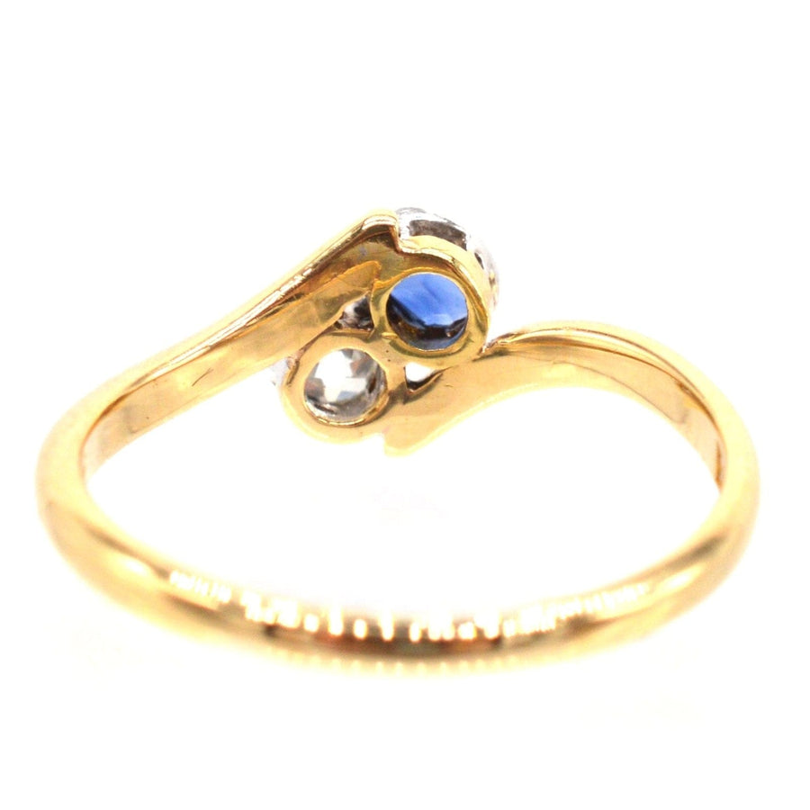 Edwardian 18ct Gold, Sapphire and Diamond Crossover Ring | Parkin and Gerrish (UK)
