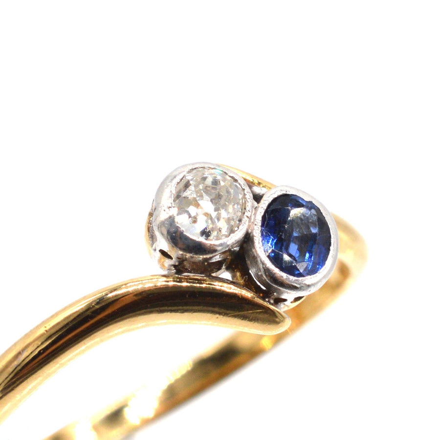 Edwardian 18ct Gold, Sapphire and Diamond Crossover Ring | Parkin and Gerrish (UK)