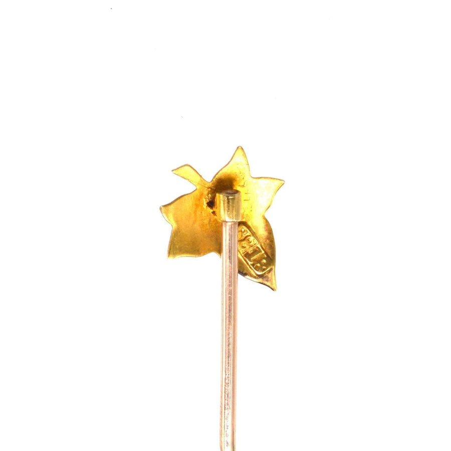 Edwardian 18ct Gold Split Pearl Ivy Leaf Tie Pin | Parkin and Gerrish | Antique & Vintage Jewellery