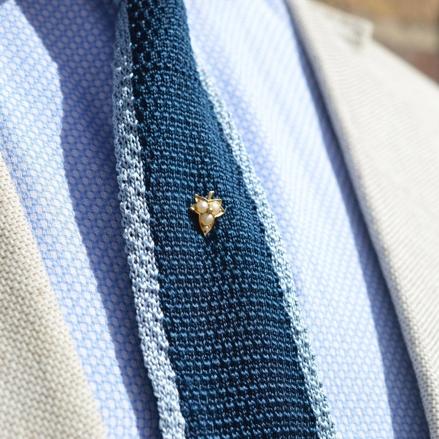 Edwardian 18ct Gold Split Pearl Ivy Leaf Tie Pin | Parkin and Gerrish | Antique & Vintage Jewellery
