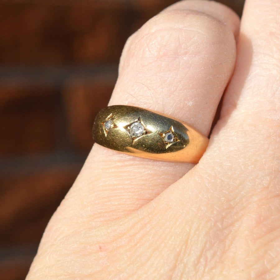 Edwardian 18ct Gold Three Stone Diamond Gypsy Ring | Parkin and Gerrish (UK)